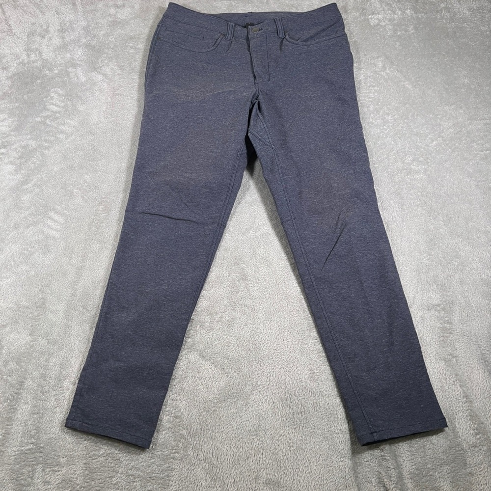 Lululemon ABC Skinny Tech Canvas Pants Mens 32 Heathered Deep Blue 29" Inseam